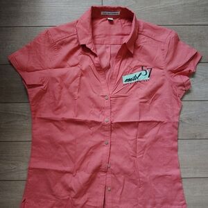 Vibrant Coral Pink Motel 57 Button-Up Shirt | Size M